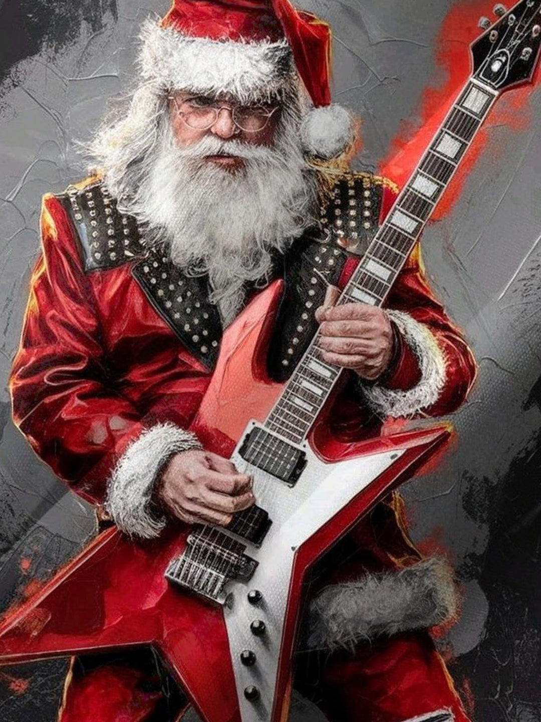 Alohadaddy® Holiday Christmas Santa Guitar Print Pocket Stretch Men&