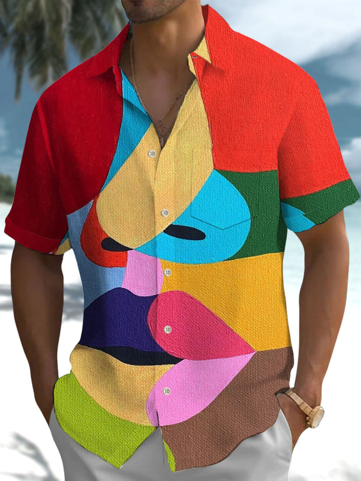 Alohadaddy® Casual Geometric Face Print Art Pocket Stretch Men&