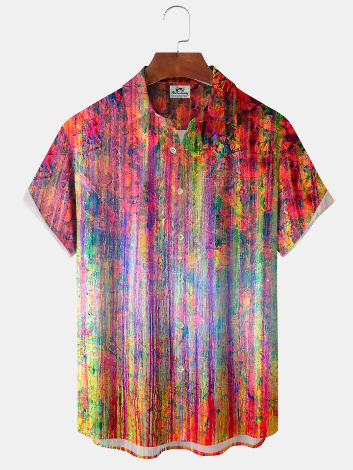 Alohadaddy® Vintage Stripes Abstract Print Pocket Button Stretch Men&