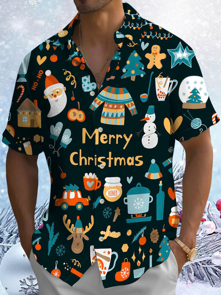 Alohadaddy® Christmas Snowman Printed Pockets Elastic Button Closure Men&