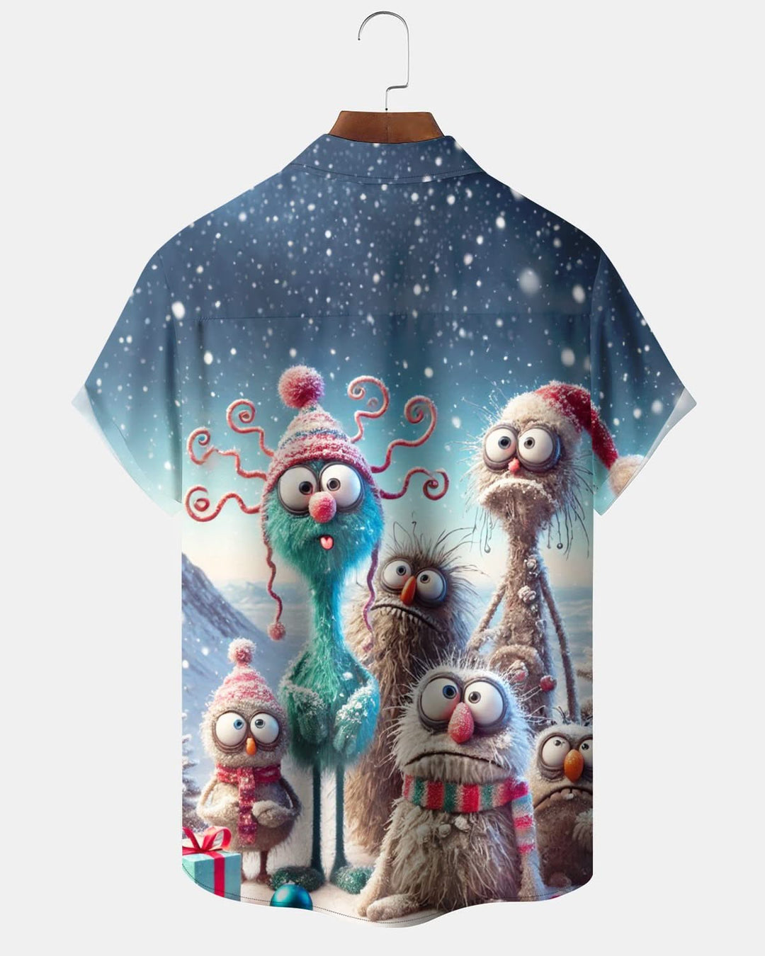 Alohadaddy® Christmas Quirky Dirty Snow Creatures Printed Pocket Button Men&