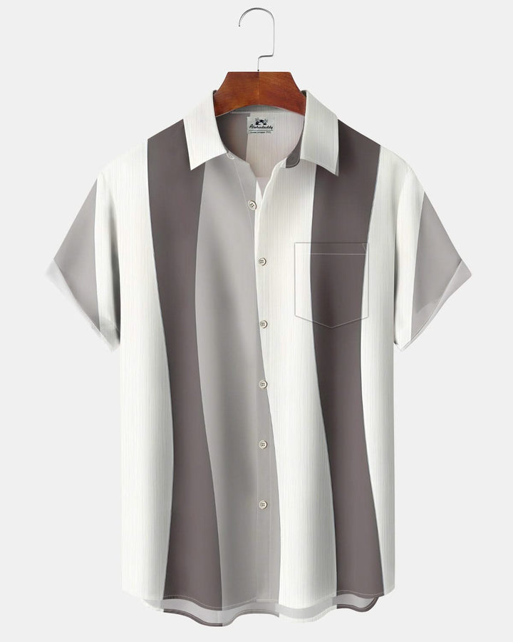 Alohadaddy® Casual Vintage Striped Print Pocket Elastic Button Men&
