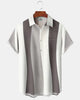 Alohadaddy® Casual Vintage Striped Print Pocket Elastic Button Men's Short Sleeve Shirt Big & Tall