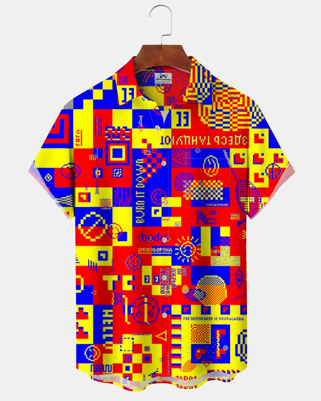 Alohadaddy® Vintage Geometric Print Art Pocket Button Men&