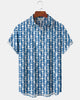 Alohadaddy® Casual Geometric Print Art Pocket Button Stretch Men's Short Sleeve Shirt Big & Tall