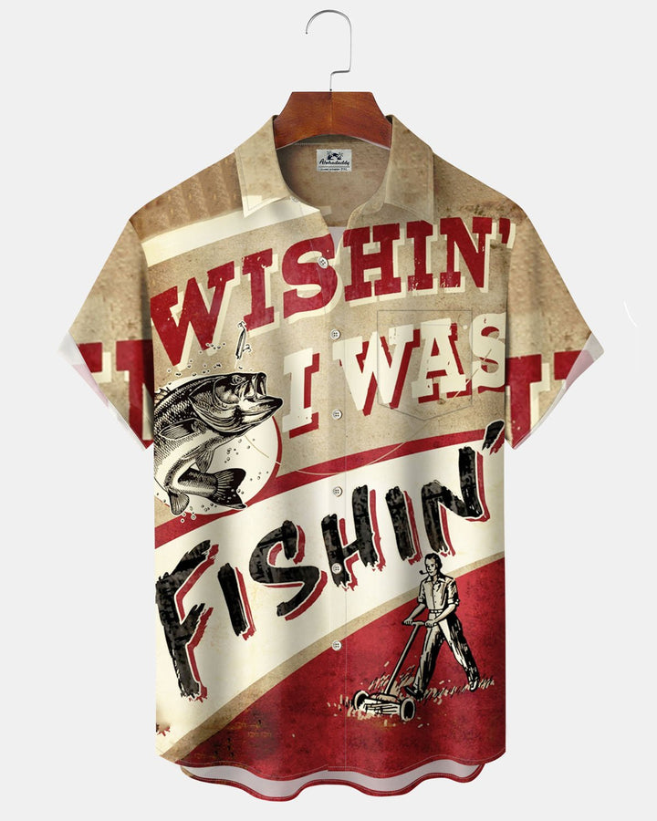 Alohadaddy® Vintage Fishing Print Art Pocket Stretch Men&