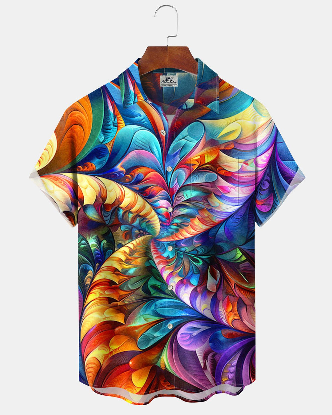 Alohadaddy® Hawaiian Abstract Art Print Art Button Pocket Men&