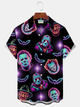 Alohadaddy® Holiday Halloween Horror Movie Night Print Men's Button Pocket Short Sleeve Shirt Big & Tall