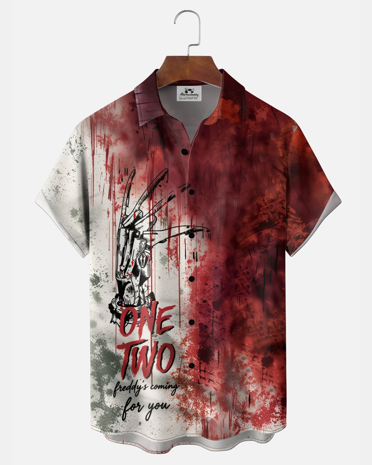 Alohadaddy® Men's Short-Sleeve Button-Down Shirt with Pocket Halloween Print