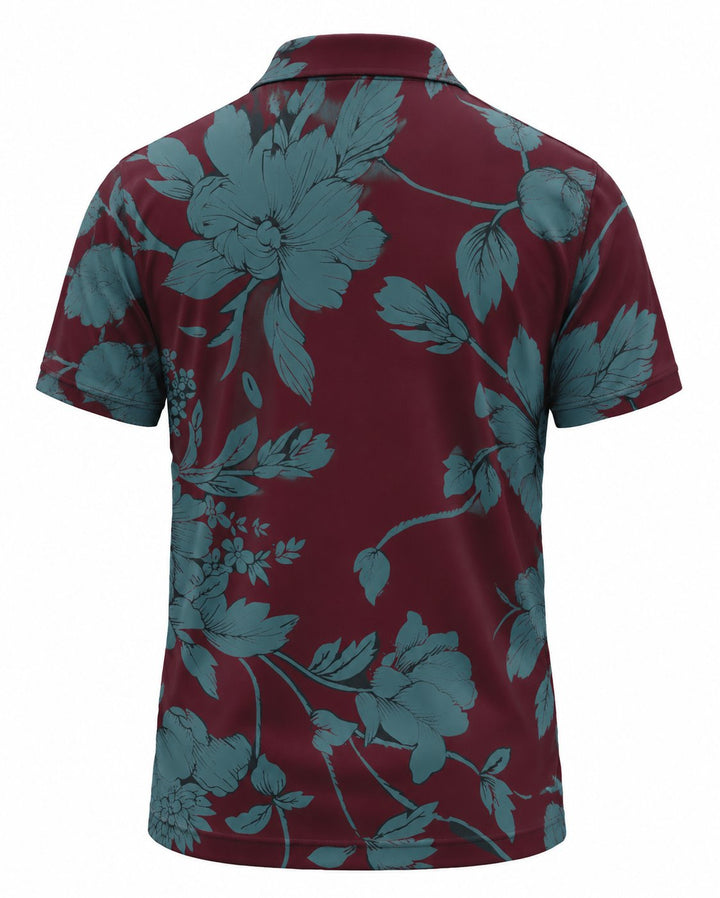 Men’s Basic Casual Flowering and plants Retro Print Button Down Polo Short-Sleeve Big &amp; Tall