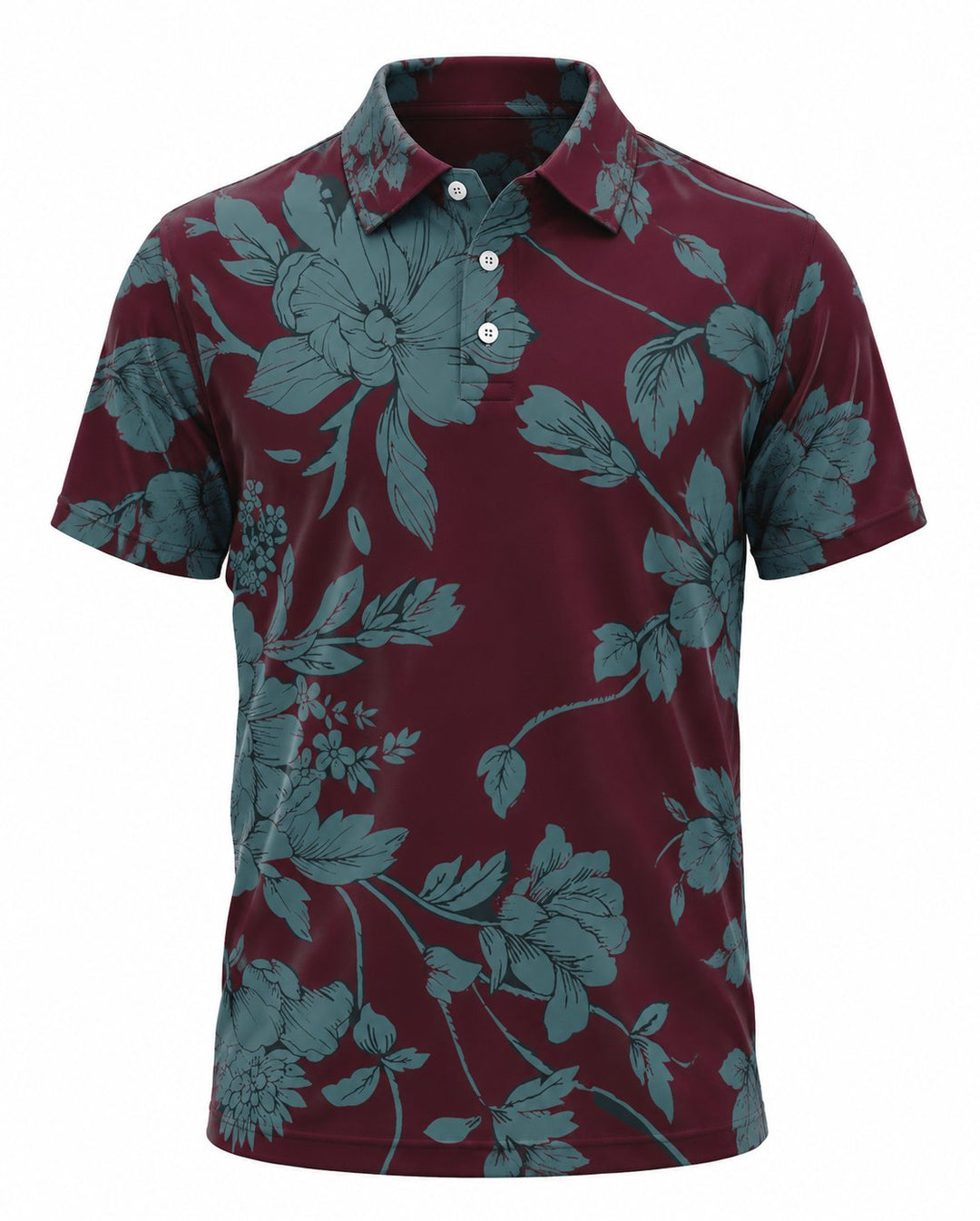 Men’s Basic Casual Flowering and plants Retro Print Button Down Polo Short-Sleeve Big &amp; Tall