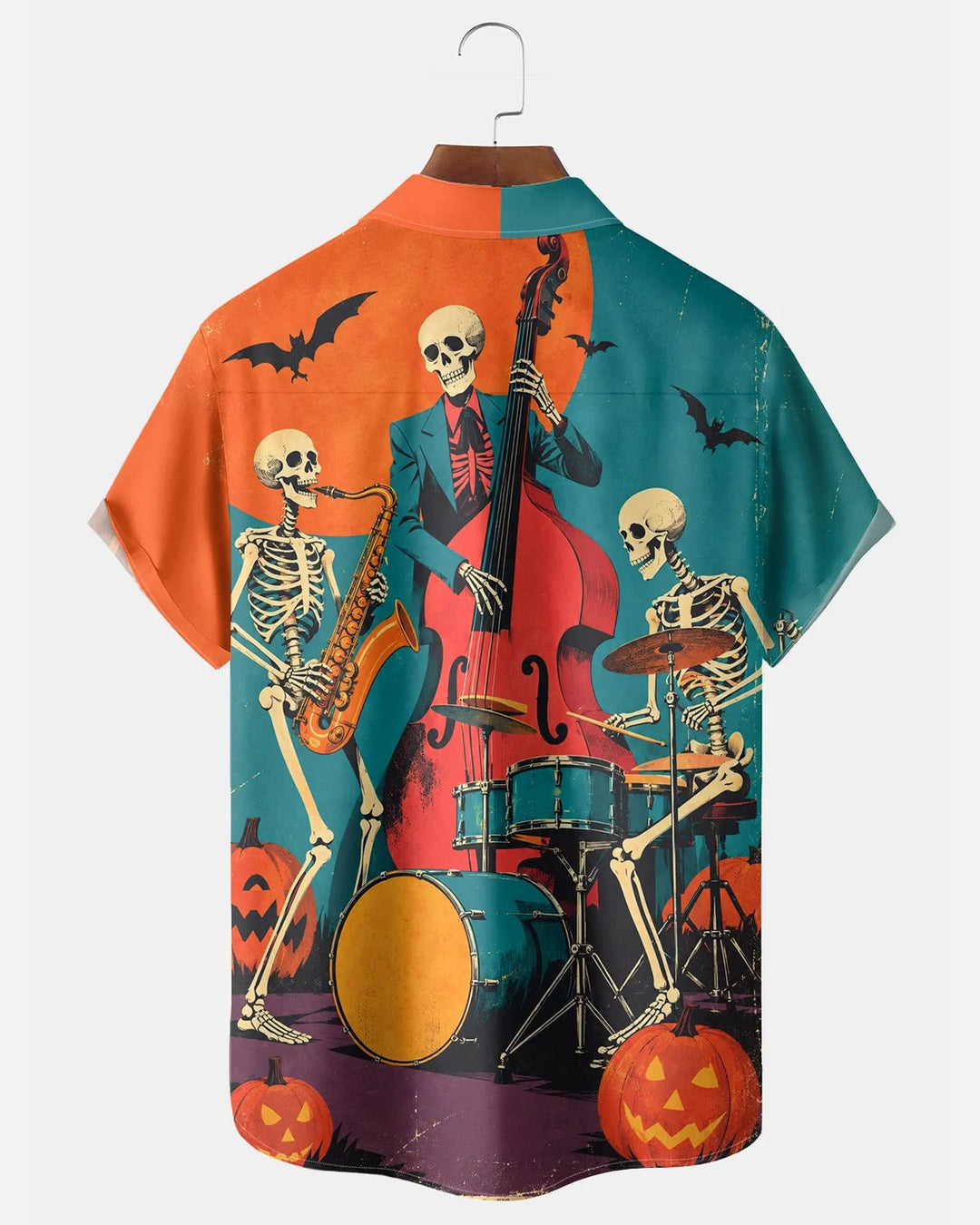 Alohadaddy® Halloween Musical Instruments Skull Guitar Drum Set Bat Print Men&