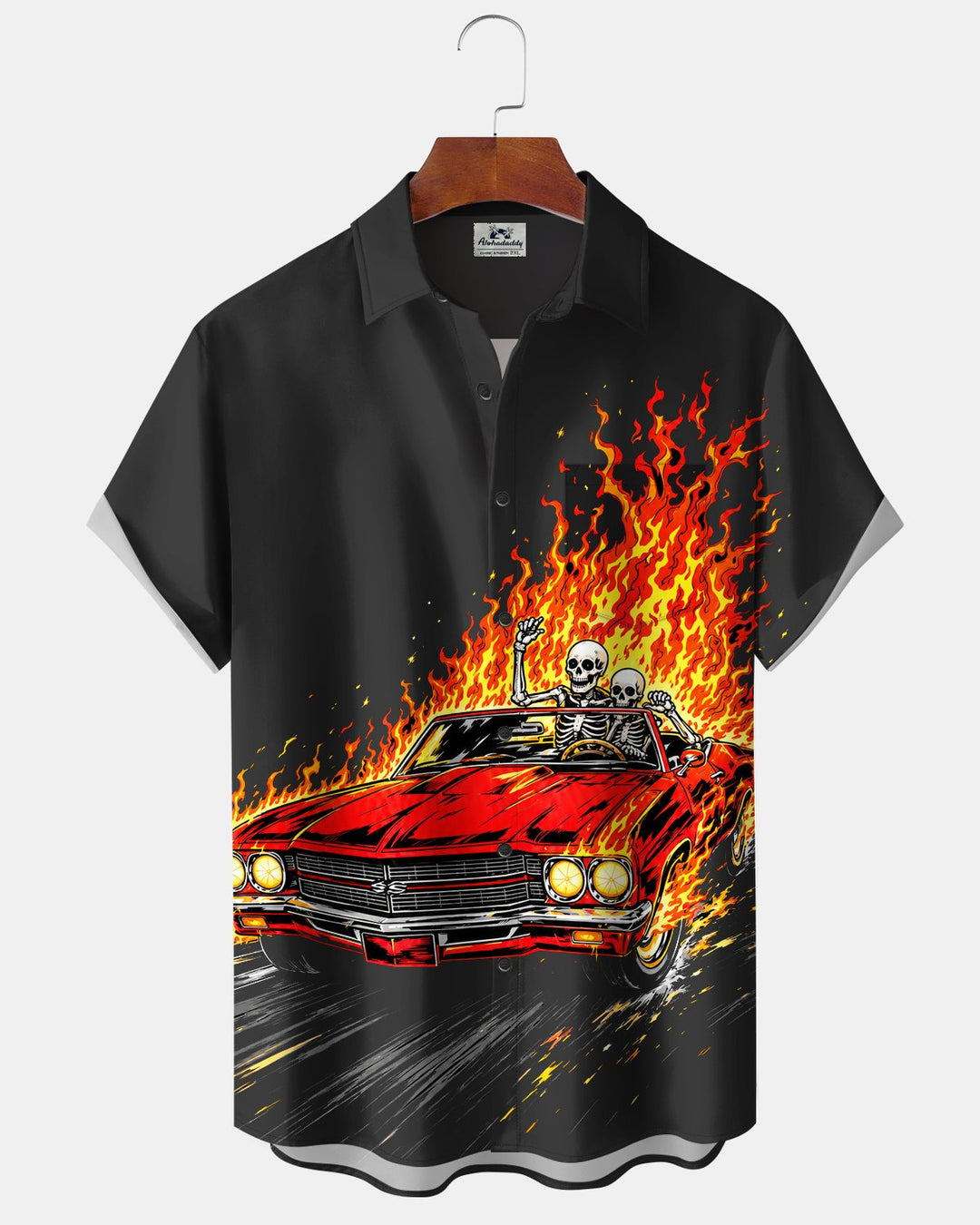 Alohadaddy® Casual Retro Car Skull Print Men&