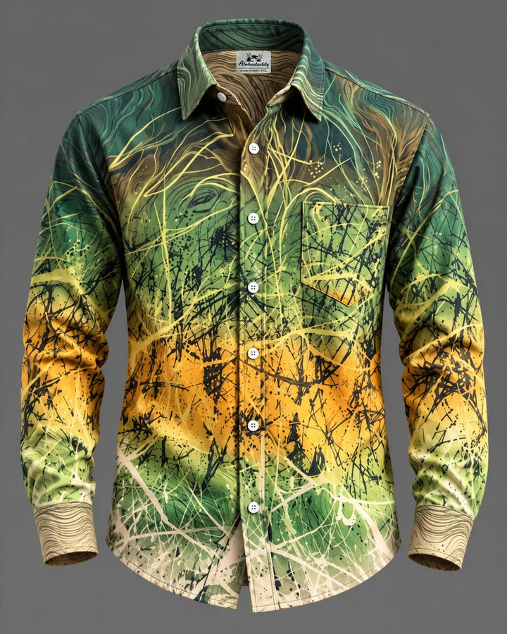 Alohadaddy® Casual Abstract Art Striped Gradient Print Men&