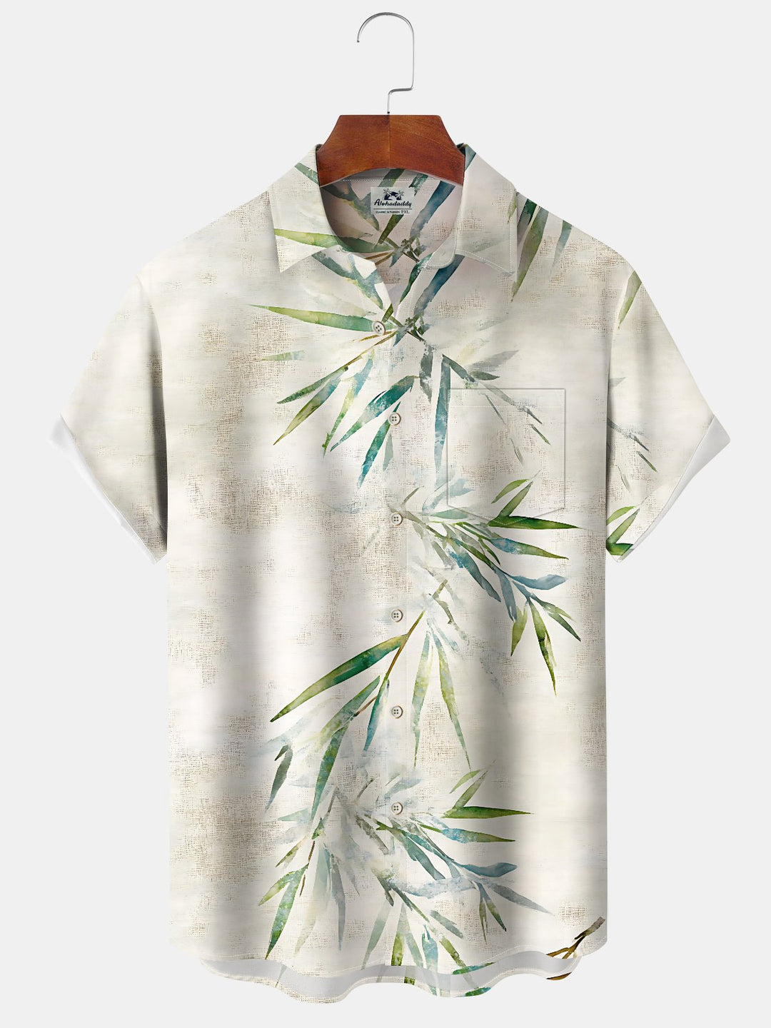 Alohadaddy Casual Everyday Hawaii Bamboo Print Art Button Cardigan Pocket Polyester Stretch Large Size Long Short Sleeve Shirt