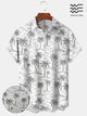 Alohadaddy Casual Collection Moisture-wicking Palm Tree Print Chest Pocket Stretch Oversized Hawaiian Short Sleeve Shirt