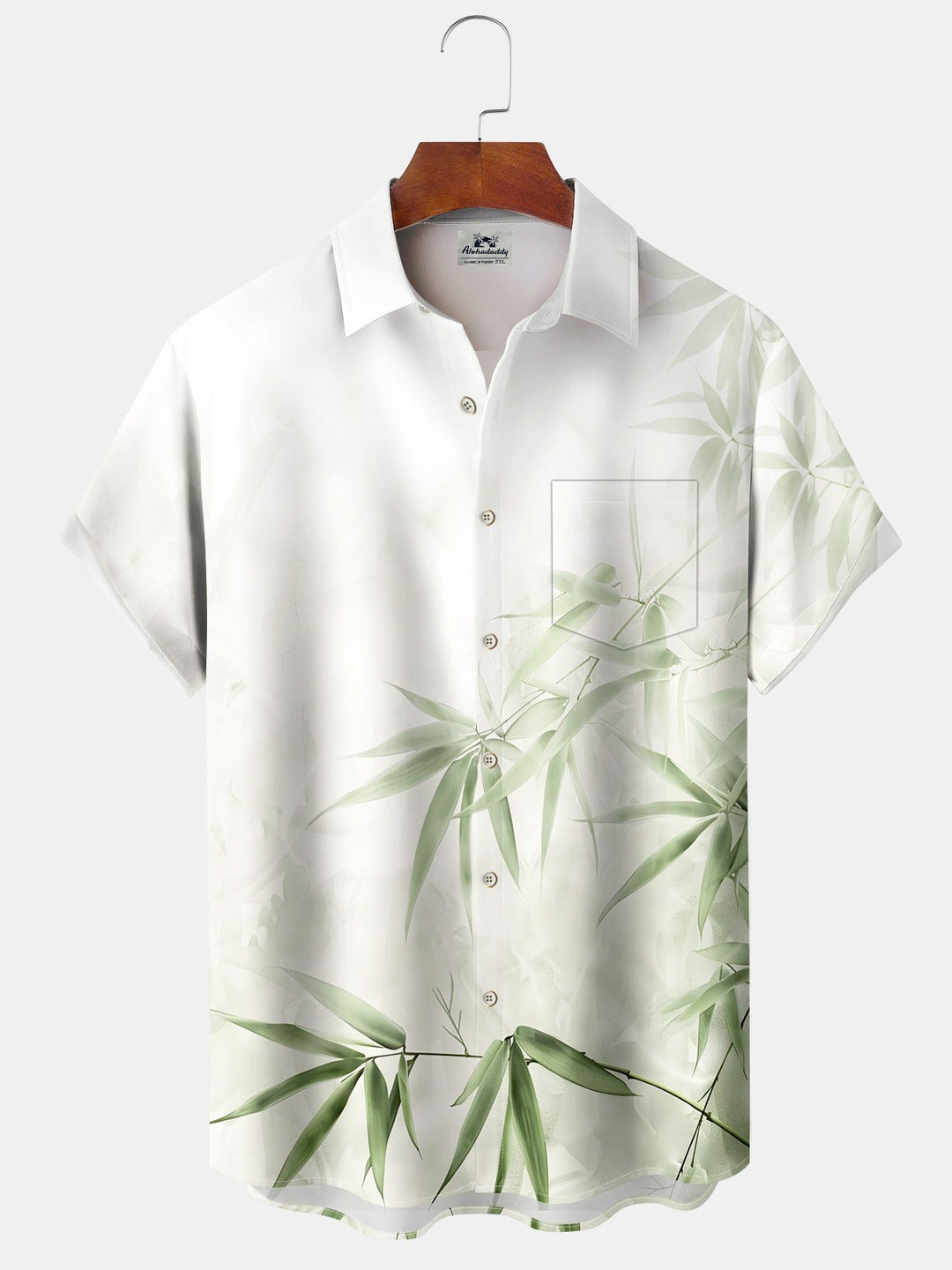 Alohadaddy® Bamboo Ombre Art Print Chest Pocket Moisture Wicking Large Size Long Hawaiian Shirt