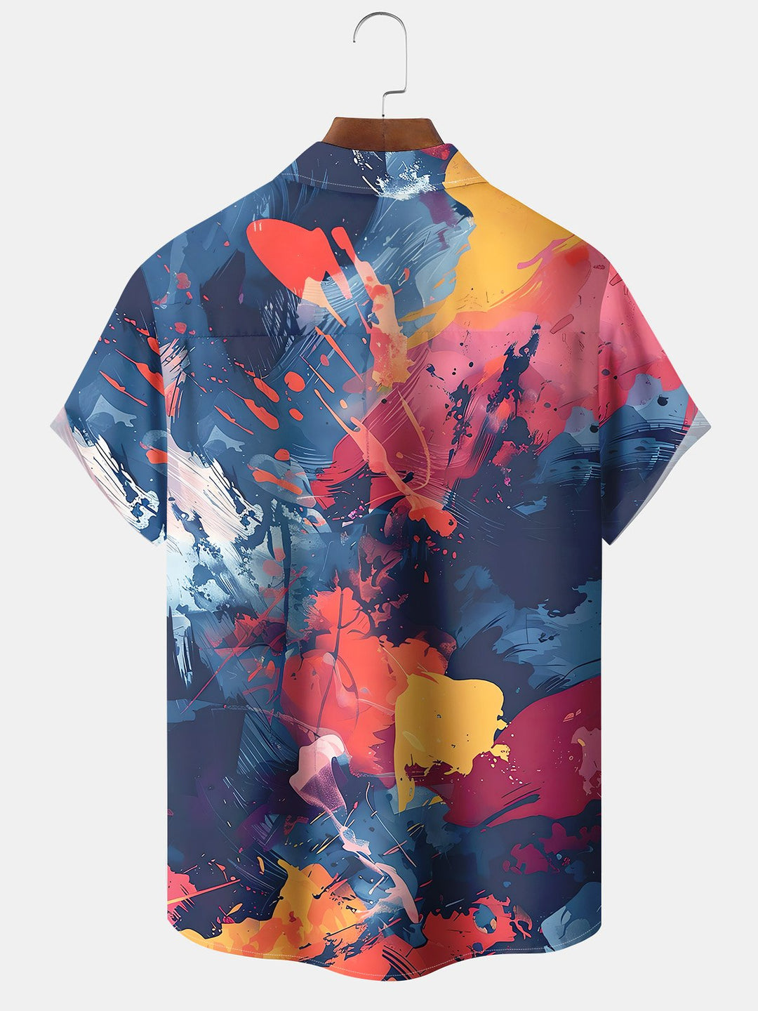 Alohadaddy® Vintage Abstract Print Art Pockets Moisture Wicking Oversized Stretch Shirt