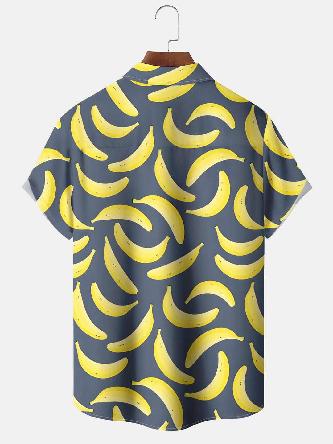 Alohadaddy® Banana Art Print Chest Pocket Elasticity Hawaiian Short Sleeve Shirt Big &amp; Tall