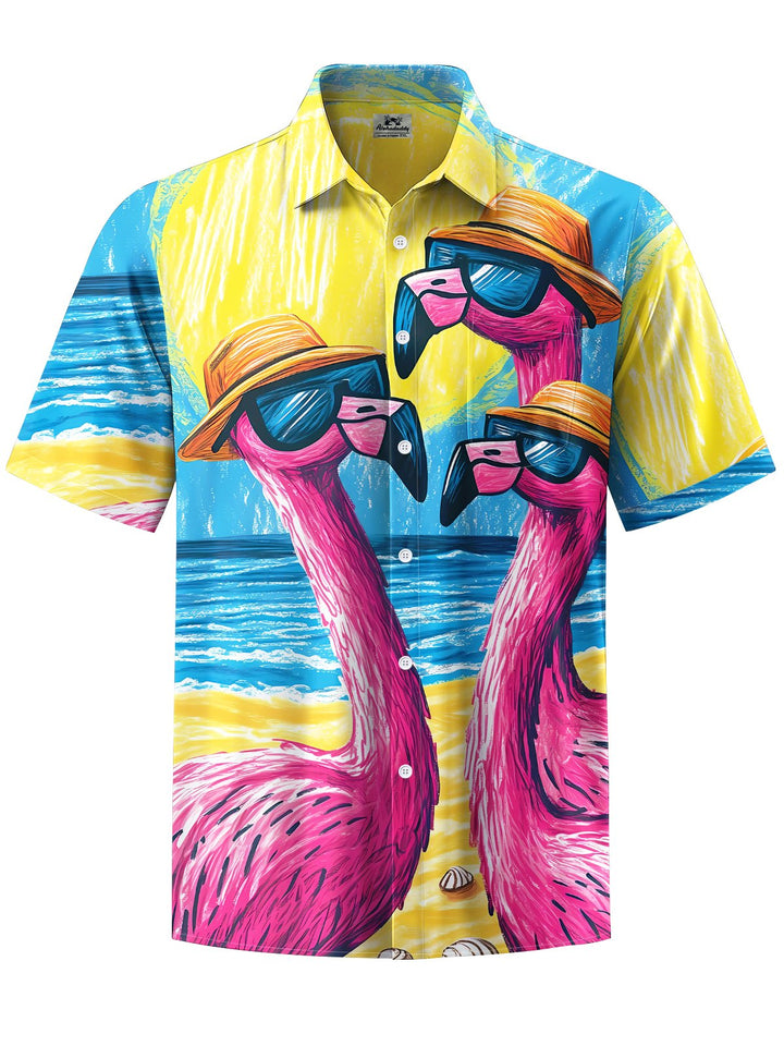 Alohadaddy® Hawaiian Flamingo Vacation Print Pocket Stretch Large Size Men&