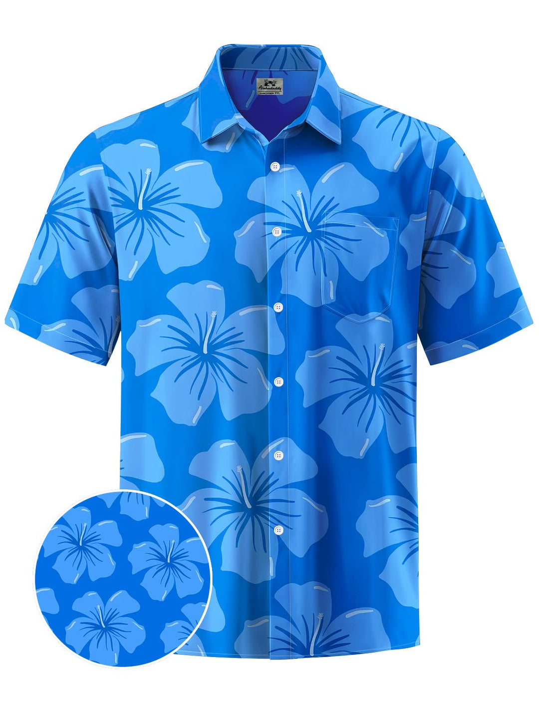 Alohadaddy® Hawaiian Flowers Print Chest Pocket Men&