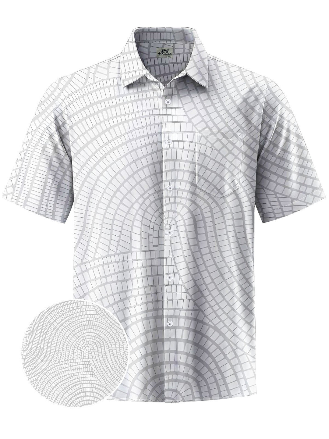 Alohadaddy® Casual Geometric Art Print Chest Pocket Men&
