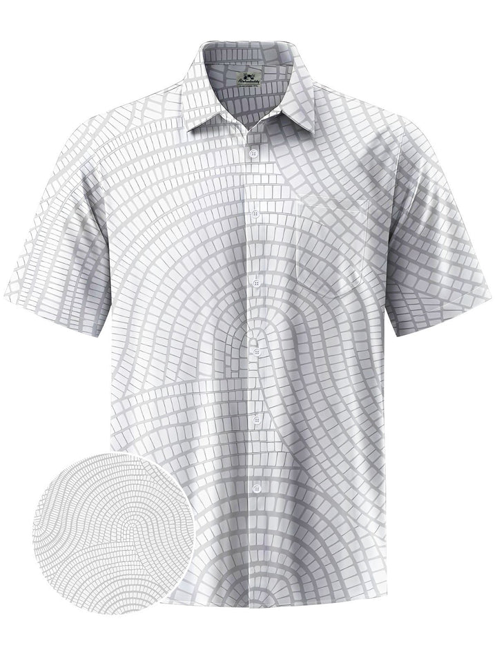 Alohadaddy® Casual Geometric Art Print Chest Pocket Men&