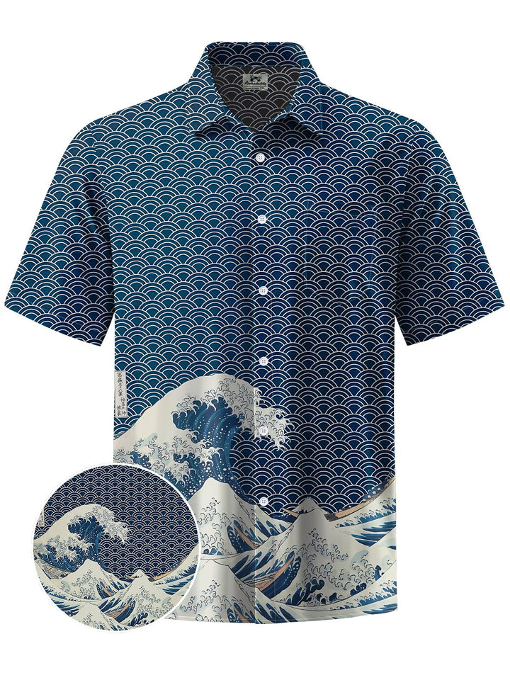 Alohadaddy® Casual Retro Ukiyo-e Print Art Chest Pocket Men&