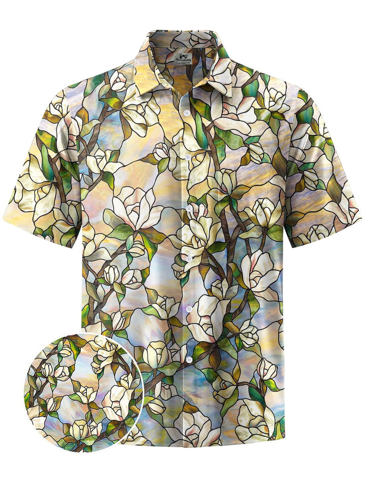 Alohadaddy® Vintage Floral Art Print Chest Pocket Men&