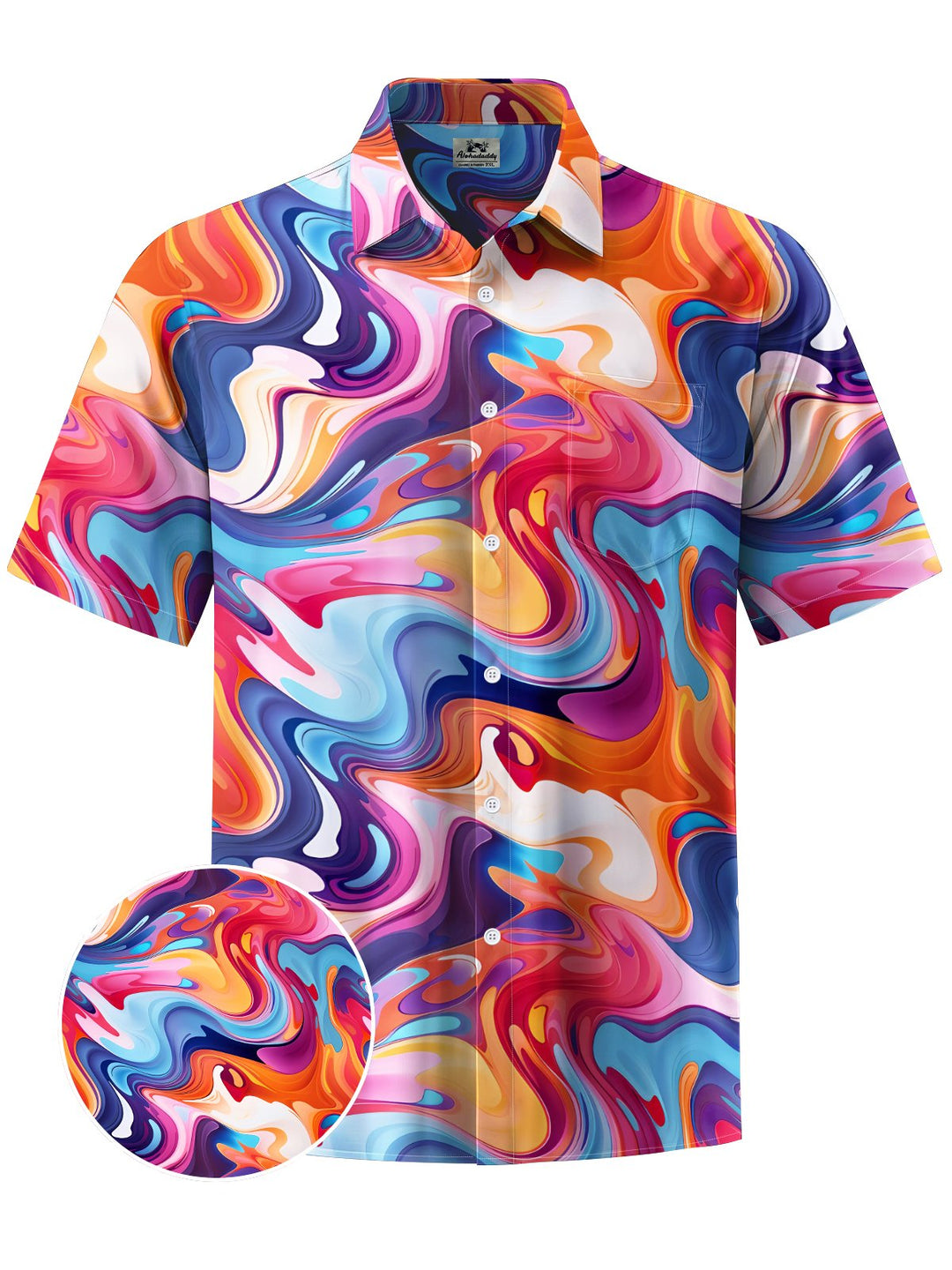 Alohadaddy® Casual Abstract Texture Art Print Chest Pocket Men&