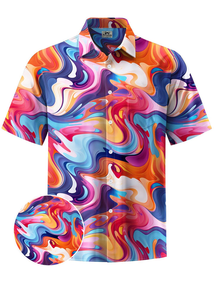 Alohadaddy® Casual Abstract Texture Art Print Chest Pocket Men&