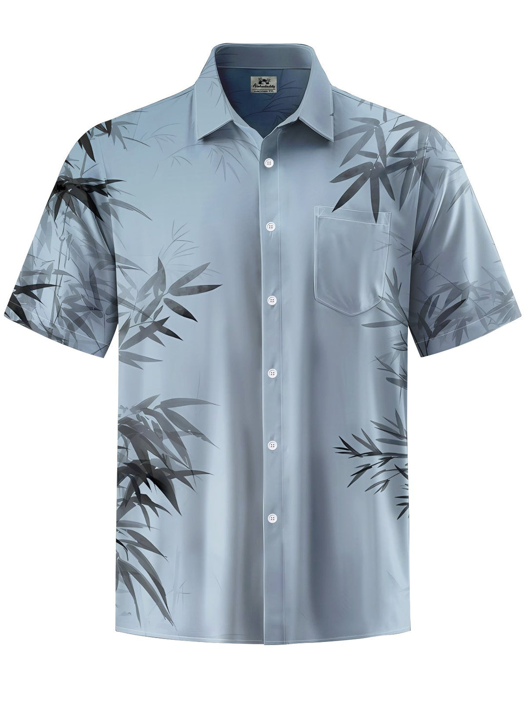 Alohadaddy® Hawaiian Bamboo Leaf Art Print Chest Pocket Mens Short Sleeve Shirt Big &amp; Tall