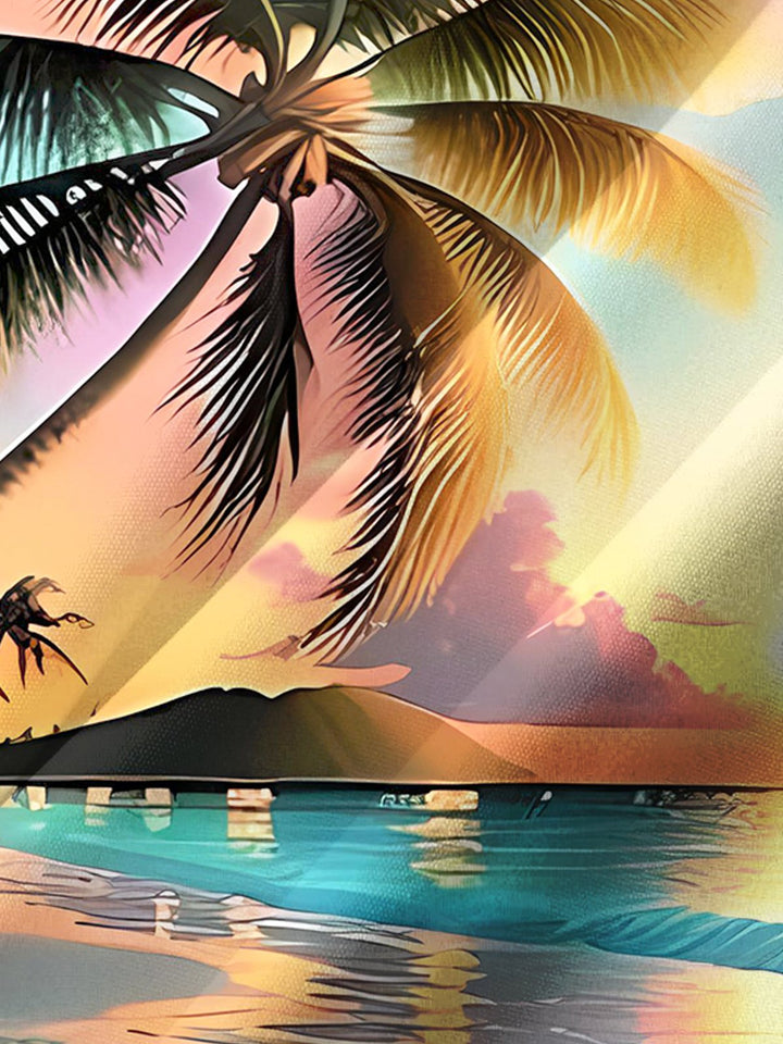Alohadaddy® Hawaii Sunset Beach Art Print Chest Pocket Men&