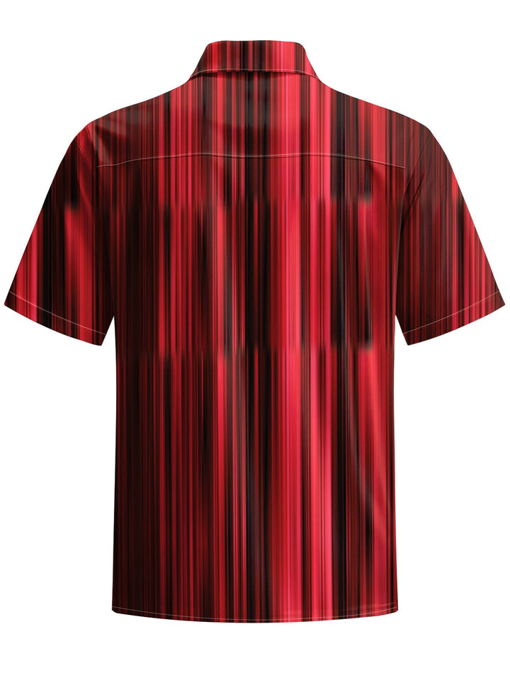 Alohadaddy® Casual Stripe Art Print Chest Pocket Men&