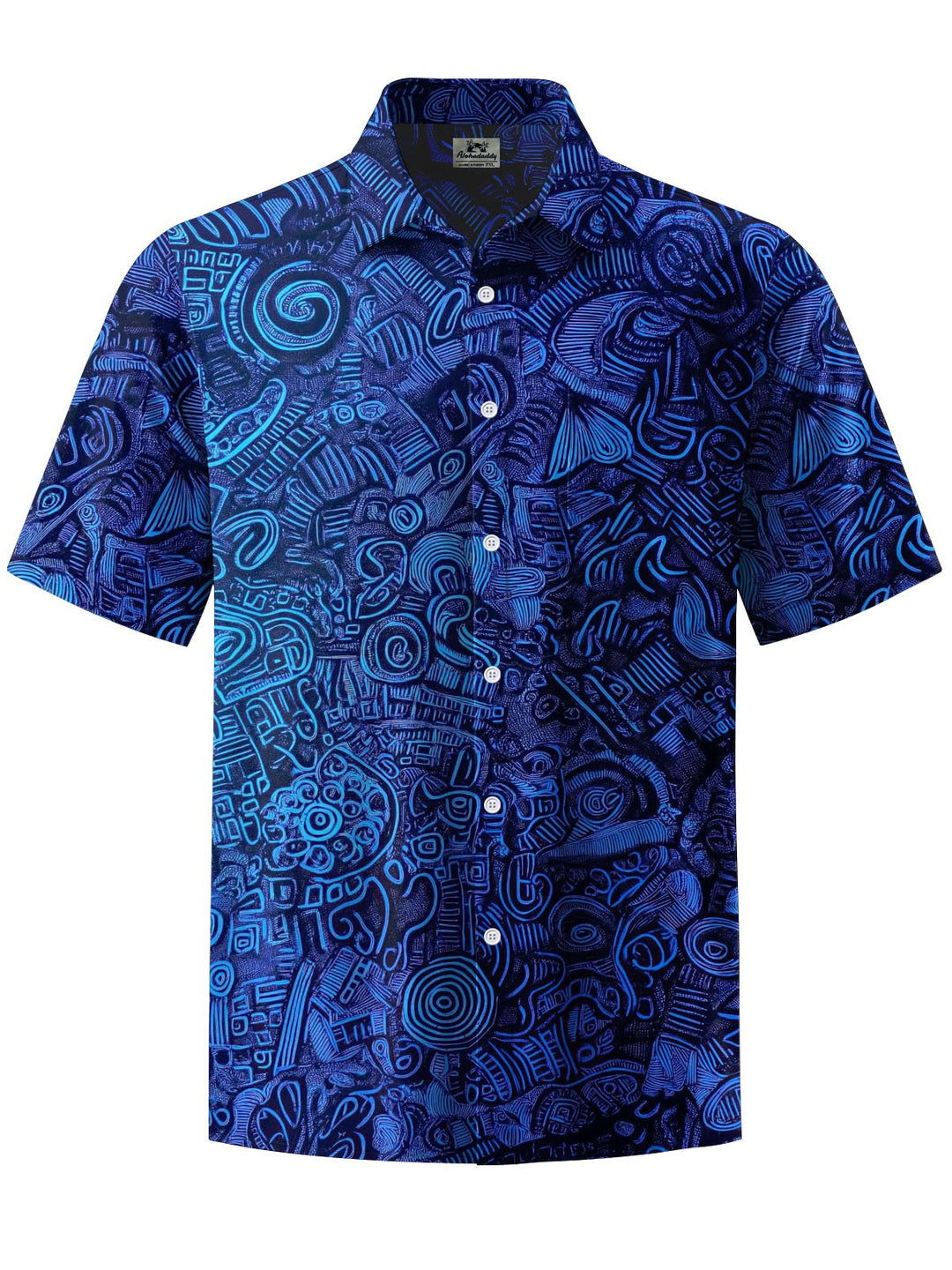 Alohadaddy® Casual Abstract Art Print Chest Pocket Mens Wicking Short Sleeve Shirt Big &amp; Tall