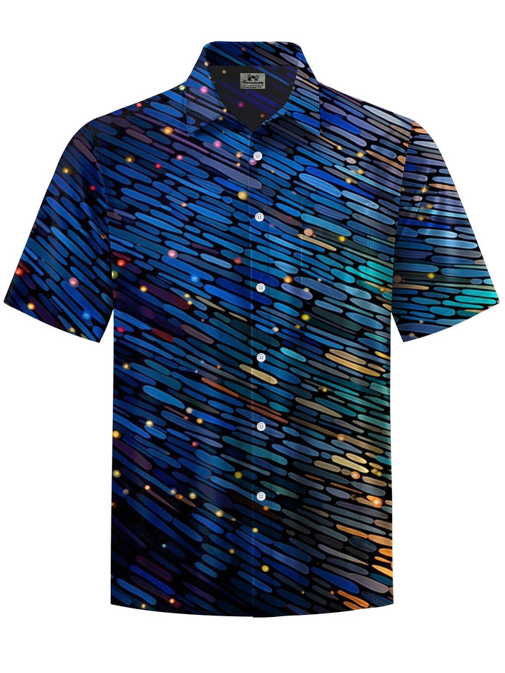 Alohadaddy® Casual Stripe Art Print Chest Pocket Men&