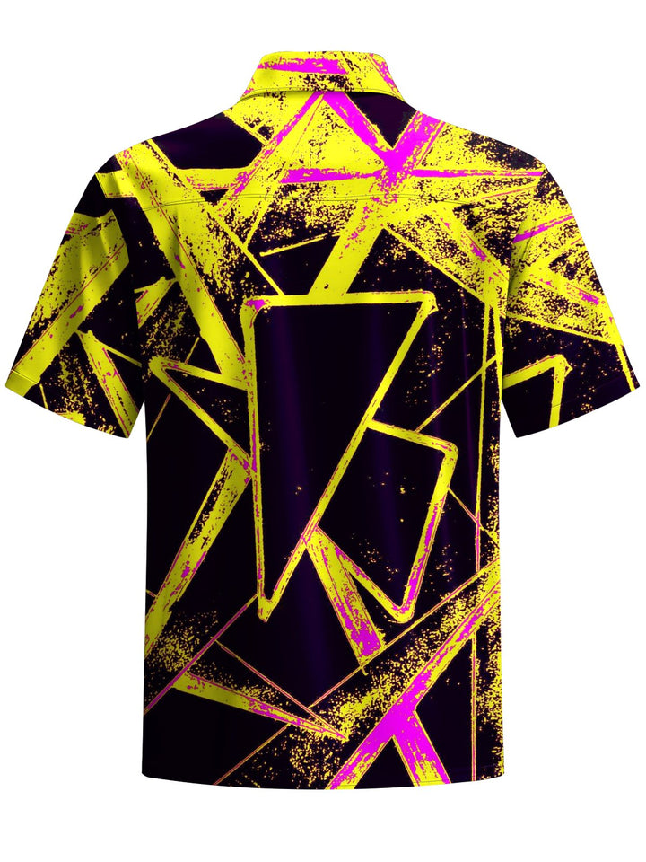 Alohadaddy® Casual Geometric Art Print Chest Pocket Men&