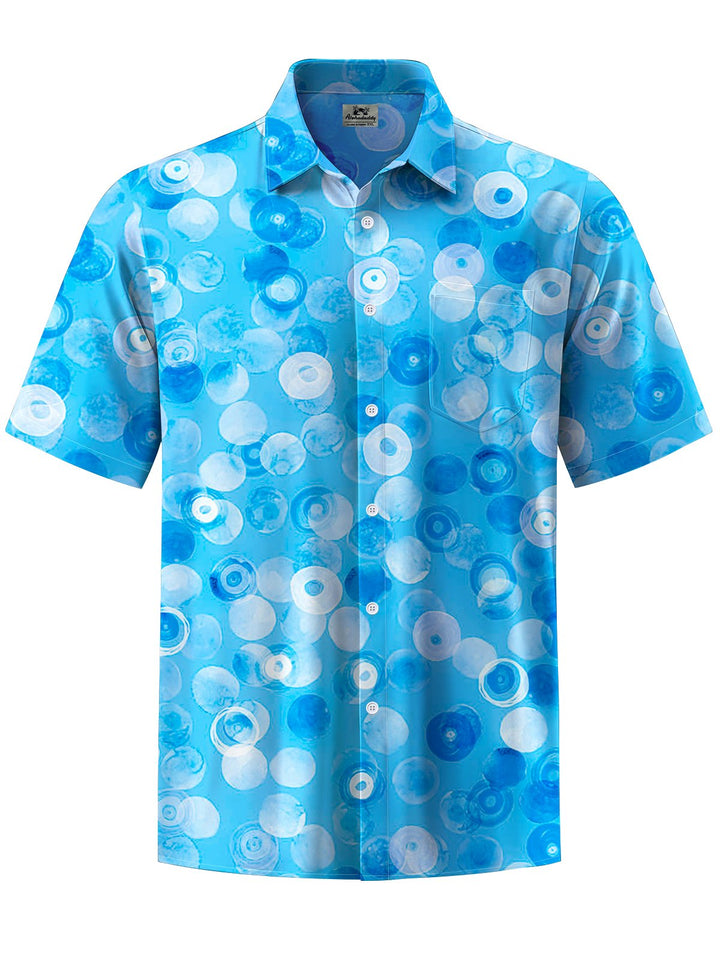 Alohadaddy® Casual Geometric Art Print Chest Pocket Stretch Men&