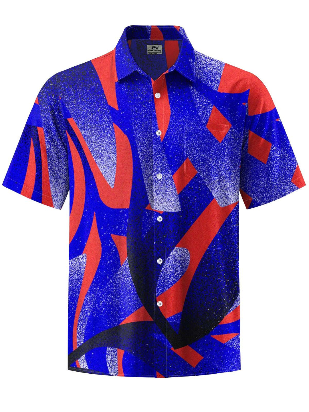Alohadaddy® Vintage Geometric Abstract Art Print Chest Pocket Stretch Men&