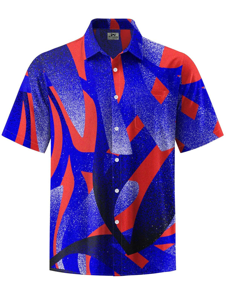 Alohadaddy® Vintage Geometric Abstract Art Print Chest Pocket Stretch Men&