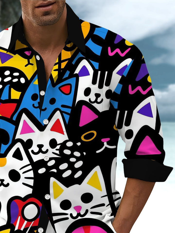 Alohadaddy® Vintage Graffiti Cat Cartoon Print Art Pocket Stretch Men&