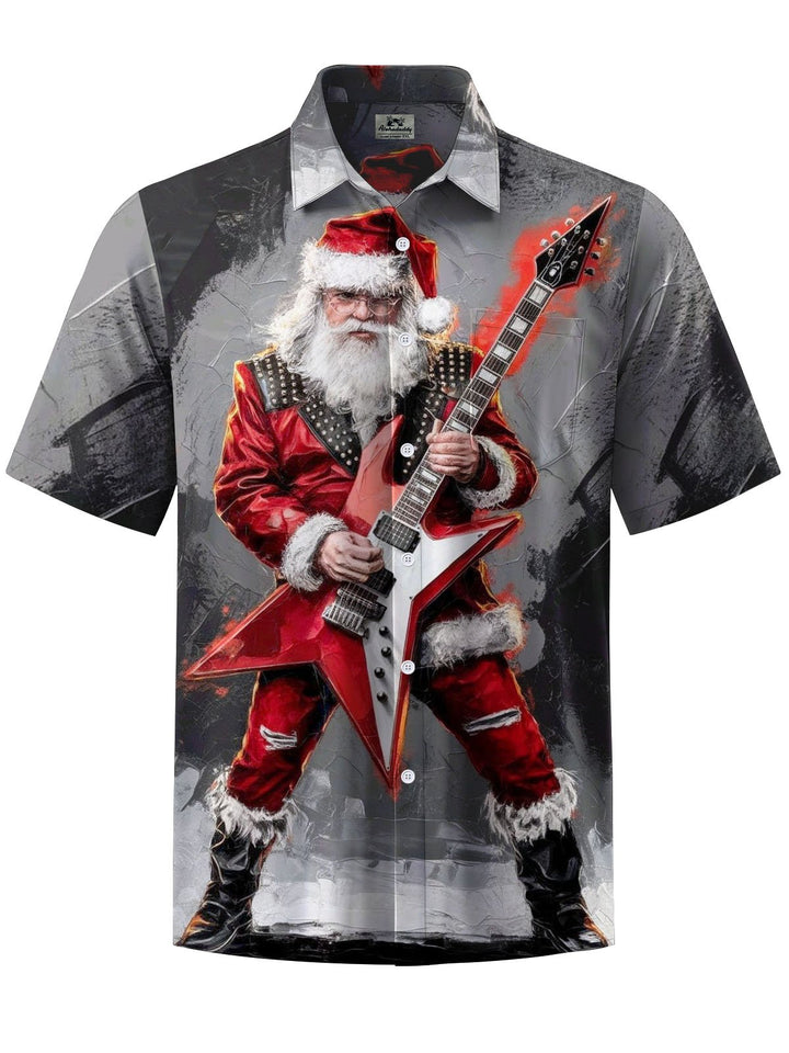 Alohadaddy® Holiday Christmas Santa Guitar Print Pocket Stretch Men&