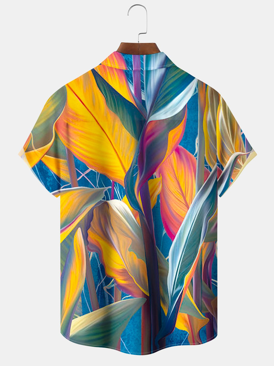Alohadaddy® Hawaiian Leaf Pocket Button Stretch Men&