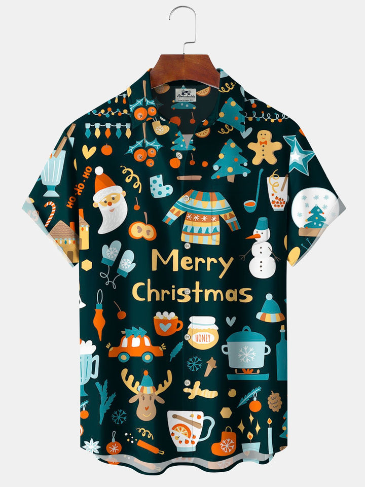 Alohadaddy® Christmas Snowman Printed Pockets Elastic Button Closure Men&