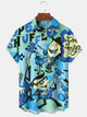 Alohadaddy® Retro Geometric Poster Concert Print Pocket Stretch Men's Short Sleeve Shirt Big & Tall