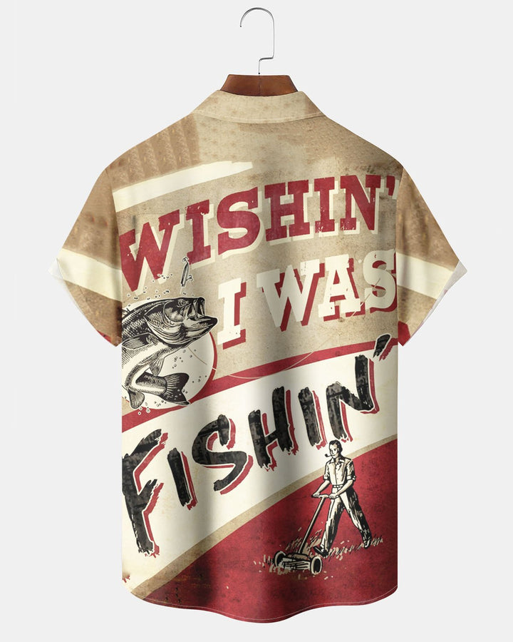 Alohadaddy® Vintage Fishing Print Art Pocket Stretch Men&