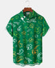 Alohadaddy® Casual Colorful Pattern Print Art Stretch Patch Pocket Button Men's Short Sleeve Shirt Big & Tall