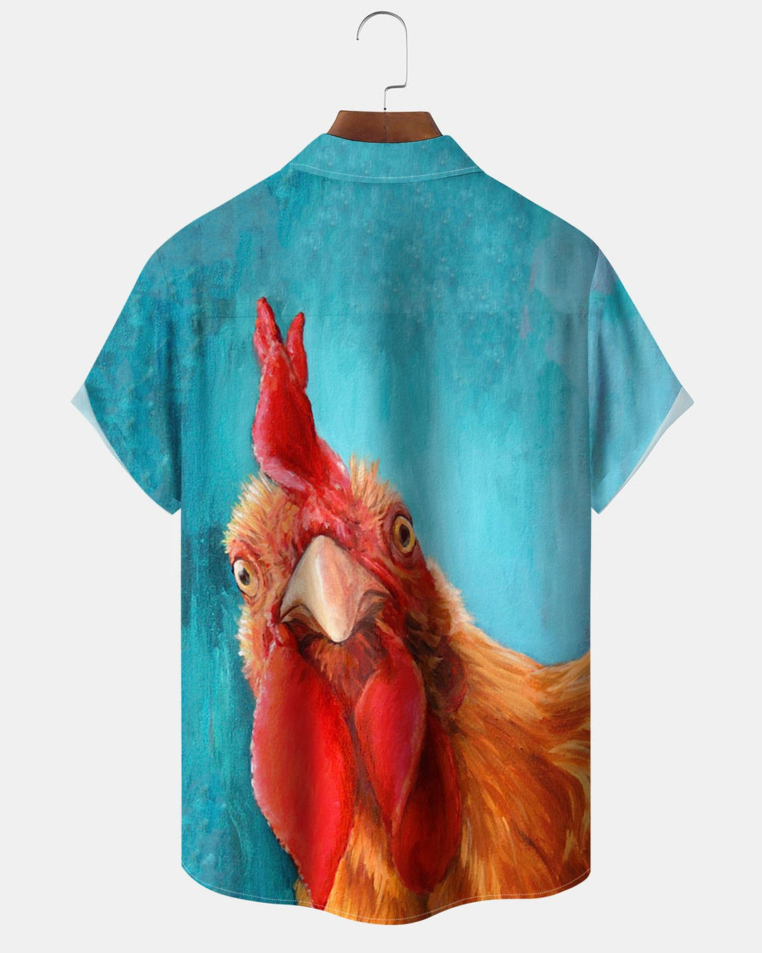 Alohadaddy® Casual Oil Painting Rooster Print Art Pocket Button Men&
