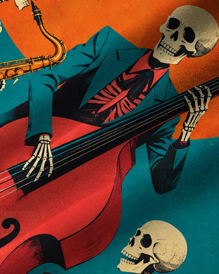 Alohadaddy® Halloween Musical Instruments Skull Guitar Drum Set Bat Print Men&