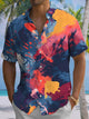 Alohadaddy® Vintage Abstract Print Art Pockets Moisture Wicking Oversized Stretch Shirt
